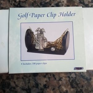 Desktop Golf paper clip holder new in box w 100 paper clips